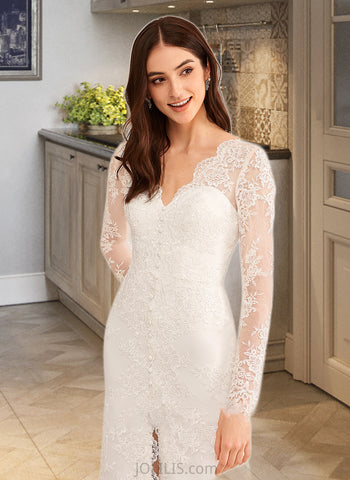 Izabella A-Line V-neck Sweep Train Wedding Dress With Beading Sequins Split Front UKP0013966