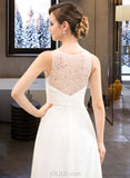 Reyna A-Line V-neck Sweep Train Chiffon Wedding Dress With Beading Sequins Cascading Ruffles UKP0013968