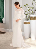 Sarah Trumpet/Mermaid Court Train Wedding Dress With Beading Sequins UKP0013972