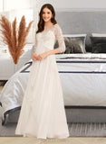 Emilia A-Line Illusion Floor-Length Wedding Dress With Ruffle Beading UKP0013978