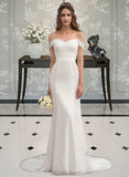 Phoebe Trumpet/Mermaid Court Train Chiffon Lace Wedding Dress With Beading Sequins UKP0013979