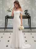 Phoebe Trumpet/Mermaid Court Train Chiffon Lace Wedding Dress With Beading Sequins UKP0013979