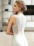 Gia Trumpet/Mermaid V-neck Chapel Train Wedding Dress With Lace UKP0013984