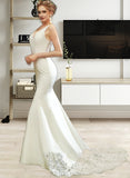 Gia Trumpet/Mermaid V-neck Chapel Train Wedding Dress With Lace UKP0013984