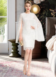 Joy Sheath/Column Scoop Neck Knee-Length Lace Wedding Dress UKP0013985