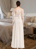 Millie A-Line V-neck Floor-Length Wedding Dress With Split Front UKP0013987