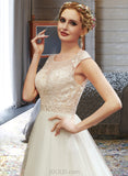 Miranda A-Line Illusion Court Train Wedding Dress With Lace Beading Sequins UKP0013989