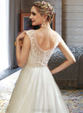 Miranda A-Line Illusion Court Train Wedding Dress With Lace Beading Sequins UKP0013989