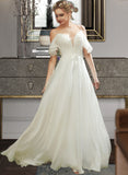 Kylee A-Line Sweetheart Court Train Wedding Dress With Ruffle Beading Sequins UKP0013993