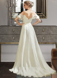 Kylee A-Line Sweetheart Court Train Wedding Dress With Ruffle Beading Sequins UKP0013993