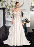 Dayanara Ball-Gown/Princess Sweetheart Chapel Train Wedding Dress With Sequins UKP0013996