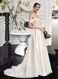 Dayanara Ball-Gown/Princess Sweetheart Chapel Train Wedding Dress With Sequins UKP0013996