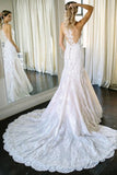 Charming Mermaid Ivory Sleeveless Lace Wedding Dresses with Appliques SJS15106