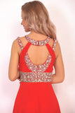 New Arrival Scoop Prom Dresses A Line Chiffon With Beads And Ruffles