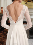 Delilah A-Line V-neck Sweep Train Wedding Dress UKP0014002