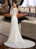 Maisie Trumpet/Mermaid V-neck Court Train Lace Wedding Dress UKP0014004