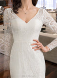 Maisie Trumpet/Mermaid V-neck Court Train Lace Wedding Dress UKP0014004