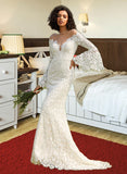 Karissa Trumpet/Mermaid Illusion Court Train Wedding Dress UKP0014005