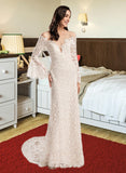 Karissa Trumpet/Mermaid Illusion Court Train Wedding Dress UKP0014005