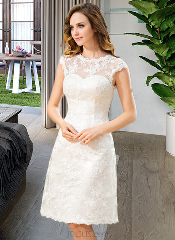 Pat A-Line Scoop Neck Knee-Length Lace Wedding Dress UKP0014010