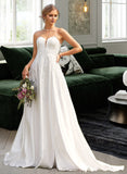 Lucy Ball-Gown/Princess Sweetheart Chapel Train Wedding Dress With Split Front UKP0014011