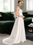 Lucy Ball-Gown/Princess Sweetheart Chapel Train Wedding Dress With Split Front UKP0014011