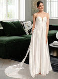 Lucy Ball-Gown/Princess Sweetheart Chapel Train Wedding Dress With Split Front UKP0014011