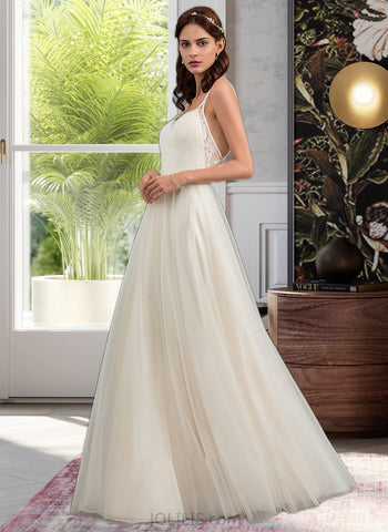 Georgia A-Line Sweetheart Floor-Length Tulle Wedding Dress UKP0014012