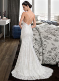 Alanna Trumpet/Mermaid V-neck Court Train Lace Wedding Dress UKP0014015