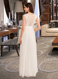 Abbie A-Line Illusion Floor-Length Wedding Dress With Beading Split Front UKP0014017