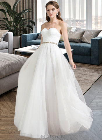 Camryn A-Line Sweetheart Floor-Length Tulle Wedding Dress With Ruffle Beading UKP0014020