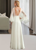 Fatima A-Line V-neck Floor-Length Wedding Dress UKP0014021