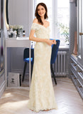 Thea Trumpet/Mermaid Off-the-Shoulder Floor-Length Wedding Dress With Beading Sequins UKP0014022