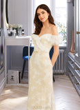 Thea Trumpet/Mermaid Off-the-Shoulder Floor-Length Wedding Dress With Beading Sequins UKP0014022