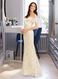 Thea Trumpet/Mermaid Off-the-Shoulder Floor-Length Wedding Dress With Beading Sequins UKP0014022