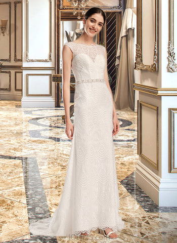 Rylie Sheath/Column Scoop Neck Court Train Wedding Dress With Beading Sequins UKP0014024