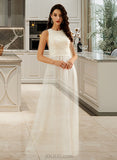 Averie A-Line Sweep Train Wedding Dress With Lace Sequins UKP0014026