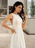 Averie A-Line Sweep Train Wedding Dress With Lace Sequins UKP0014026