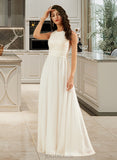 Averie A-Line Sweep Train Wedding Dress With Lace Sequins UKP0014026