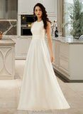 Averie A-Line Sweep Train Wedding Dress With Lace Sequins UKP0014026