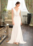 Izabelle Trumpet/Mermaid V-neck Court Train Wedding Dress With Sequins UKP0014032