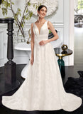 Tatiana Ball-Gown/Princess V-neck Chapel Train Wedding Dress UKP0014033