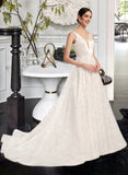 Tatiana Ball-Gown/Princess V-neck Chapel Train Wedding Dress UKP0014033