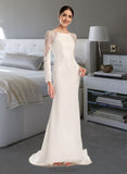 Crystal Trumpet/Mermaid Scoop Neck Court Train Wedding Dress With Lace UKP0014034