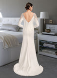 Crystal Trumpet/Mermaid Scoop Neck Court Train Wedding Dress With Lace UKP0014034