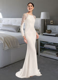 Crystal Trumpet/Mermaid Scoop Neck Court Train Wedding Dress With Lace UKP0014034