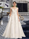 Izabella Ball-Gown/Princess Scoop Neck Chapel Train Wedding Dress With Beading Sequins UKP0014037