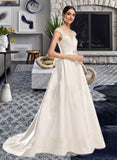 Izabella Ball-Gown/Princess Scoop Neck Chapel Train Wedding Dress With Beading Sequins UKP0014037