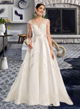 Izabella Ball-Gown/Princess Scoop Neck Chapel Train Wedding Dress With Beading Sequins UKP0014037