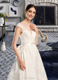 Izabella Ball-Gown/Princess Scoop Neck Chapel Train Wedding Dress With Beading Sequins UKP0014037